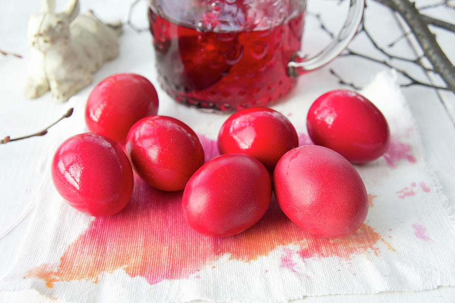 Red-dyed Easter Eggs #1 Photograph by Martina Schindler
