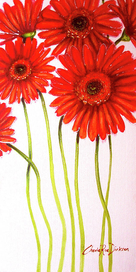 Flower Painting - Red Gerberas #1 by Cherie Roe Dirksen