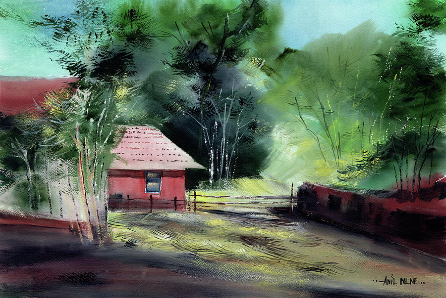 Red House R #1 Painting by Anil Nene