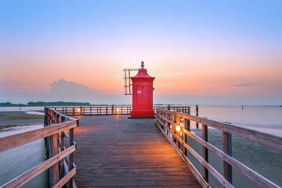 Red Lighthouse & Beach, Italy #1 Digital Art by Stefano Springhetti