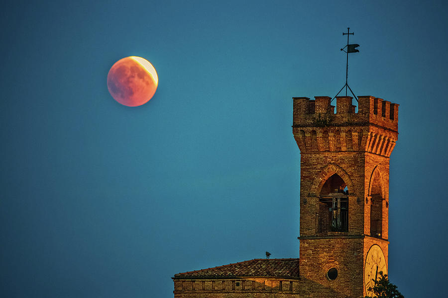 Red Moon Eclipse On Clock Tower #1 Photograph by Vivida Photo PC
