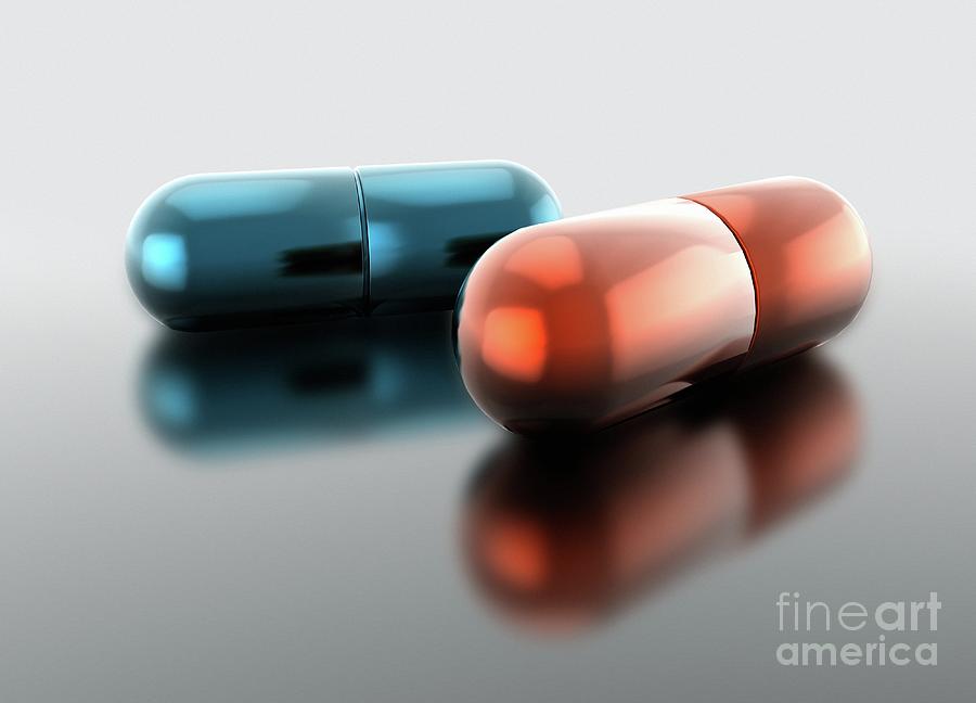 Red Pill And Blue Pill #1 Photograph by Science Photo Library Red Pill And Blue Pill #1 Photograph by Science Photo Library