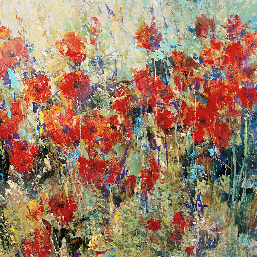 Red Poppy Field II #1 Painting by Tim Otoole