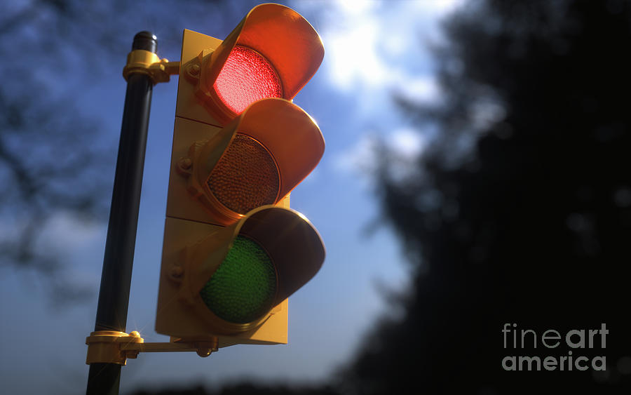 Red Traffic Light #1 Photograph by Ktsdesign/sciencephotolibrary