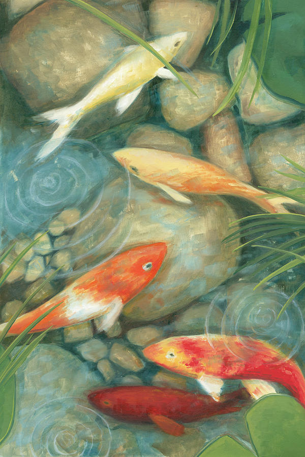 Fish Painting - Reflecting Koi I #1 by Megan Meagher