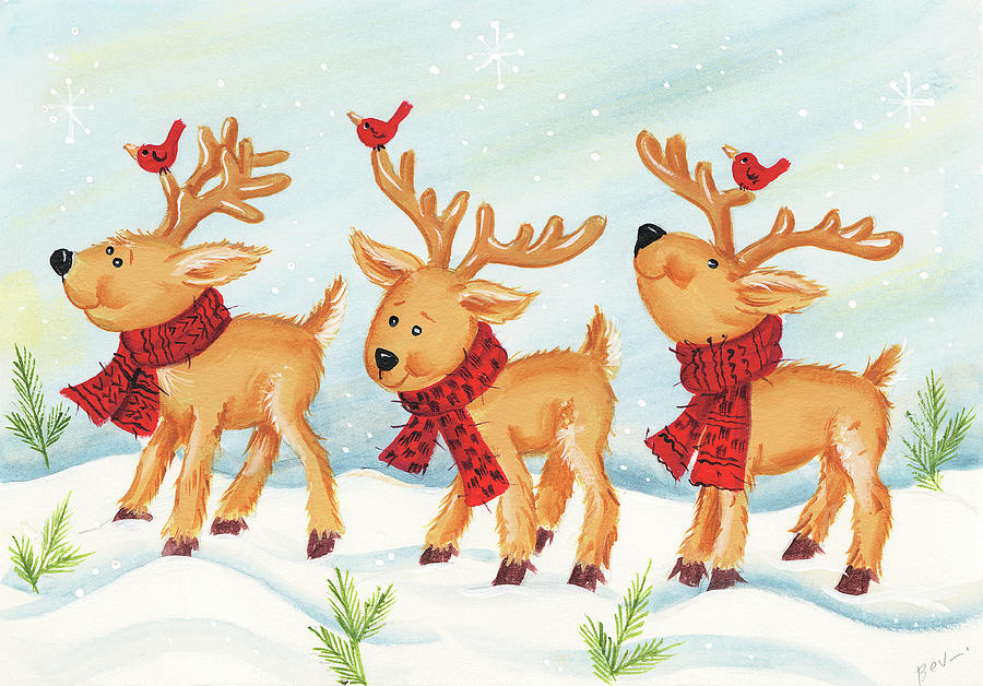 Reindeer Painting by Beverly Johnston - Fine Art America