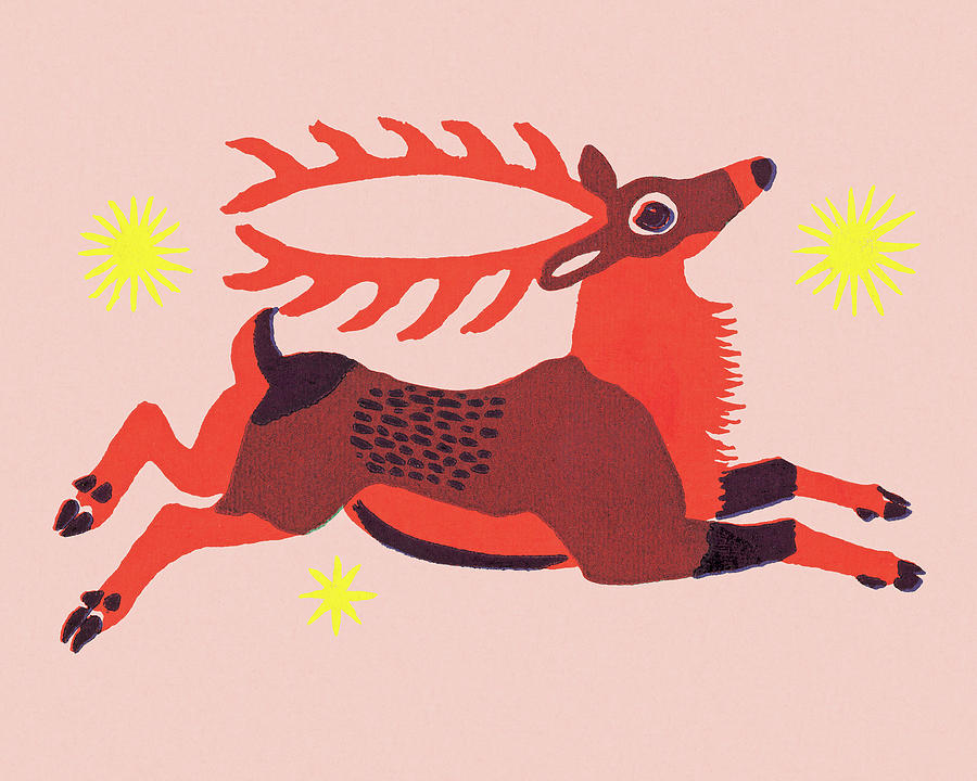 Christmas Drawing - Reindeer #1 by CSA Images