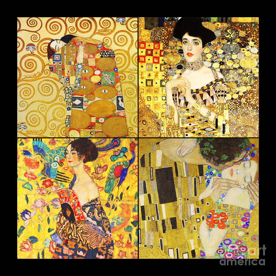 Remastered Art by Gustav Klimt Four Squares 20190303 Painting by Gustav-Klimt