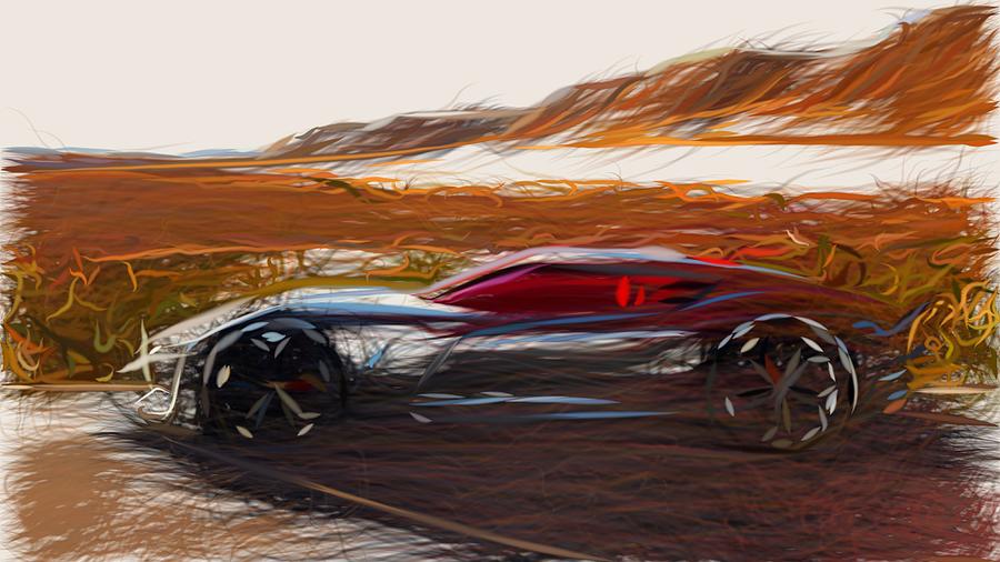 Renault Trezor Draw #2 Digital Art by CarsToon Concept