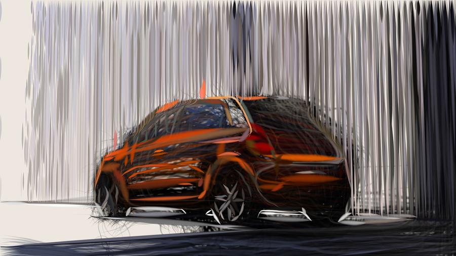 Renault Twingo GT Drawing #2 Digital Art by CarsToon Concept