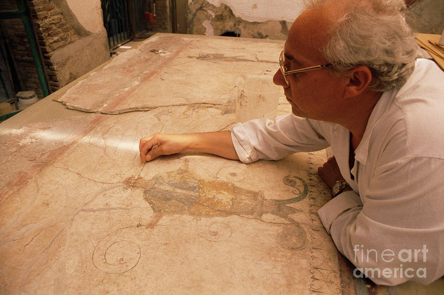 Restoration Of Pompeii Fresco #1 Photograph by Pasquale Sorrentino/science Photo Library