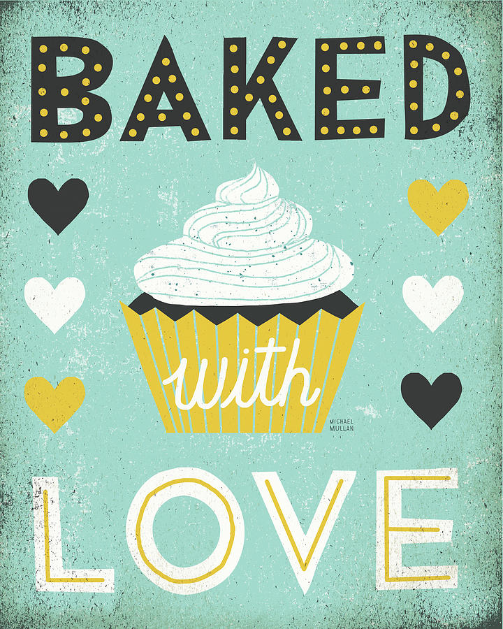 Sign Drawing - Retro Diner Baked With Love #1 by Michael Mullan