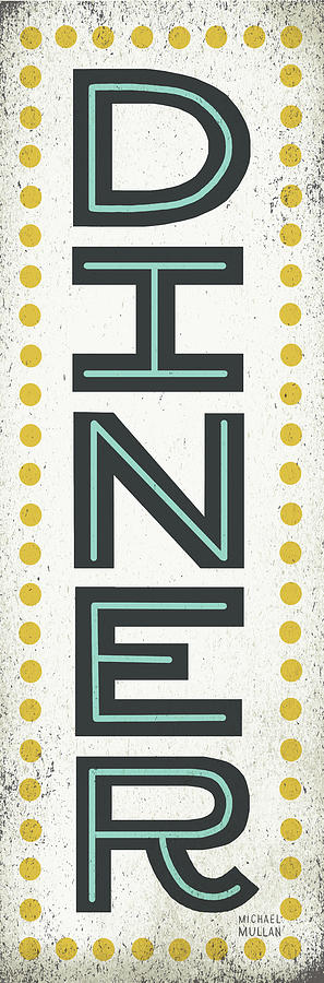 Sign Drawing - Retro Diner Sign #1 by Michael Mullan