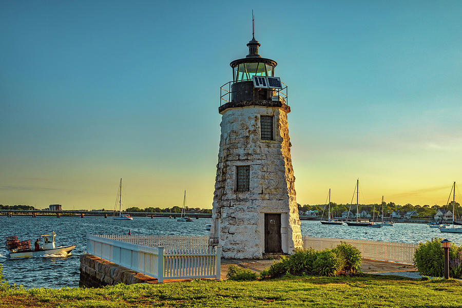 Rhode Island, Newport, Goat Island, Newport Island Light #1 Digital Art by Lumiere