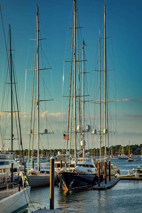 Rhode Island, Newport, Ships At Harbor Island Marina #1 Digital Art by Lumiere