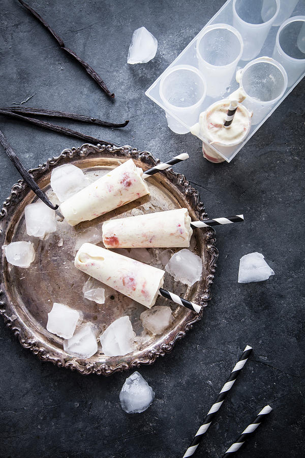 Rhubarb And Vanilla Popsicles #1 Photograph by Kati Finell