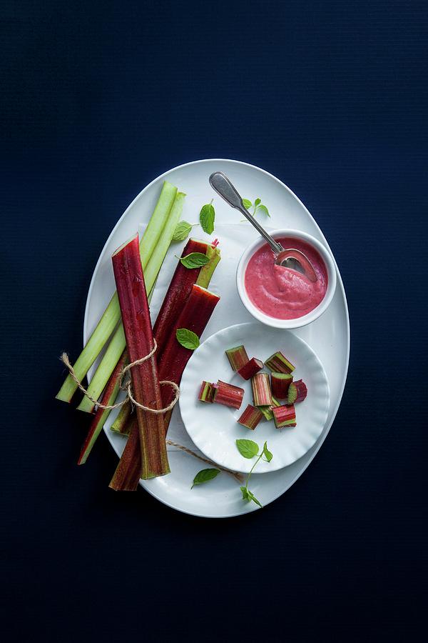 Rhubarb Sauce And Fresh Rhubarb #1 Photograph by Great Stock!