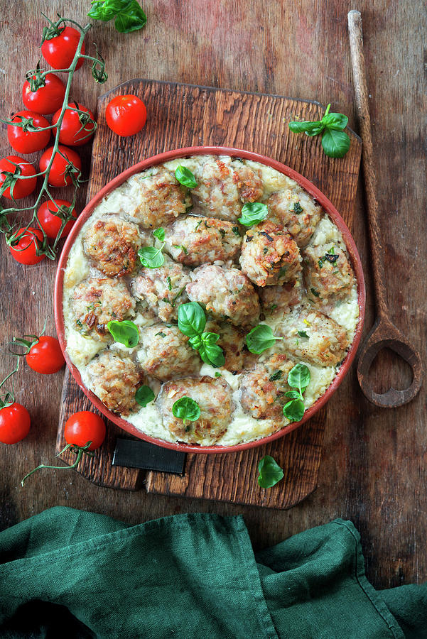 Rice Meatballs Baked In Cream #1 Photograph by Irina Meliukh