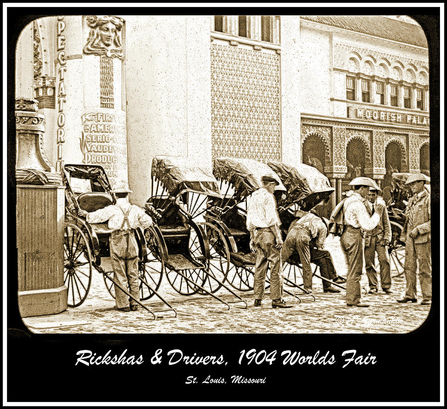 Rickshas and Drivers, 1904 Worlds Fair #1 Photograph by A Macarthur Gurmankin