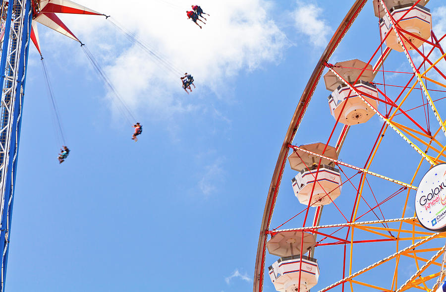 Ferris Wheel Digital Art - Rides At Amusement Park #1 by Kav Dadfar