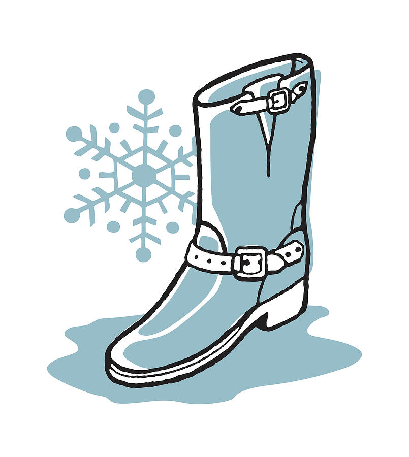 Vintage Drawing - Riding Boot with Snowflake #1 by CSA Images