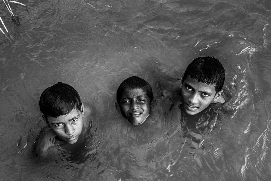 Portrait Photograph - River Boys #1 by Shreenivas Yenni