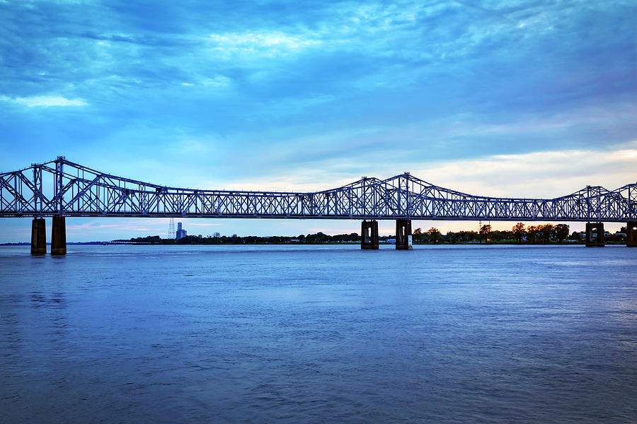 River & Bridge, Natchez, Mississippi Digital Art By Claudia Uripos 