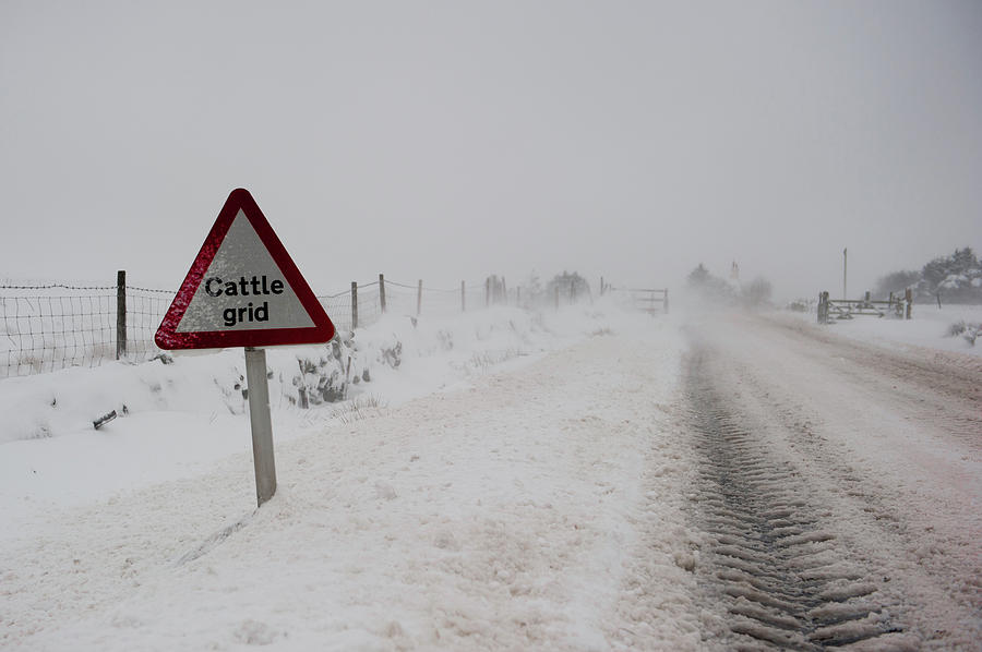 Road Sign in the Snow i #1 Photograph by Helen Jackson