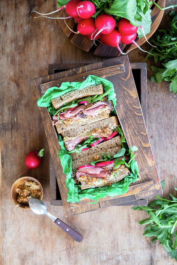 Roast Beef Sandwich With Radish #1 Photograph by Irina Meliukh
