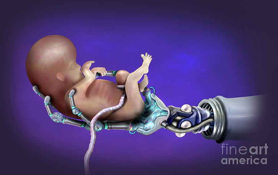 Robot Holding A Developing Human Foetus #1 Photograph by Keith Chambers/science Photo Library