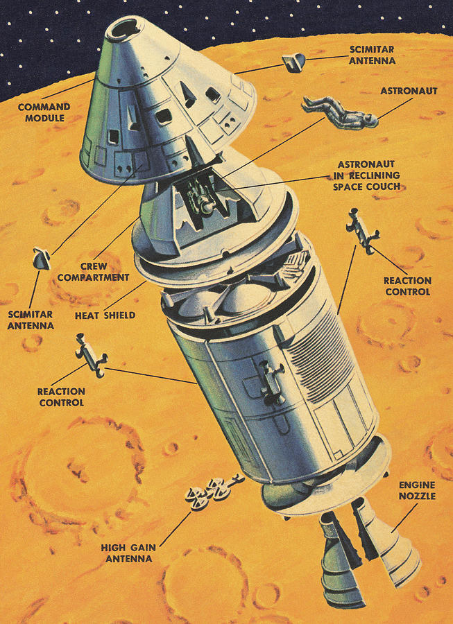 Science Fiction Drawing - Rocket Ship in Outer Space #1 by CSA Images