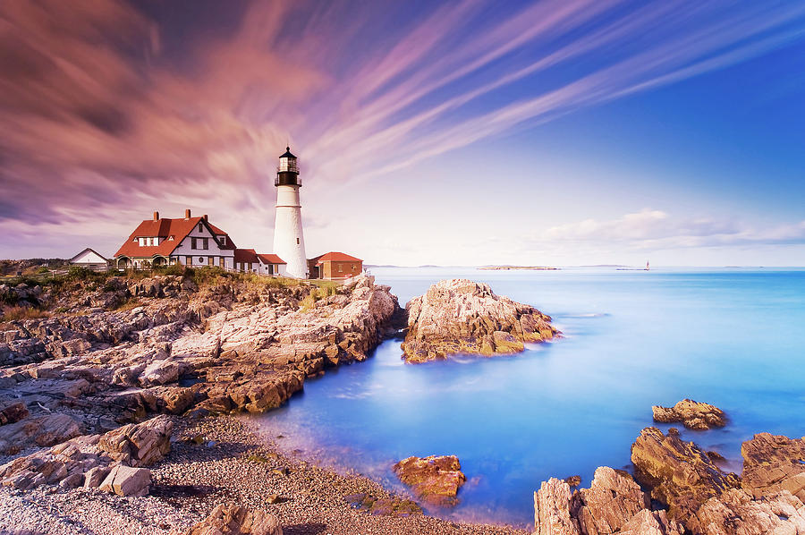 Rocky Coast With Lighthouse #1 Digital Art by Pietro Canali