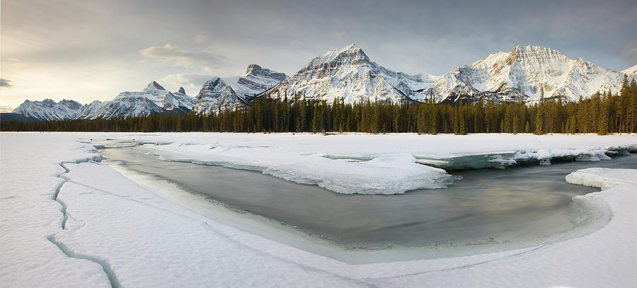 Rocky Mountains Over The Athabasca River #1 Photograph by Travelpix Ltd