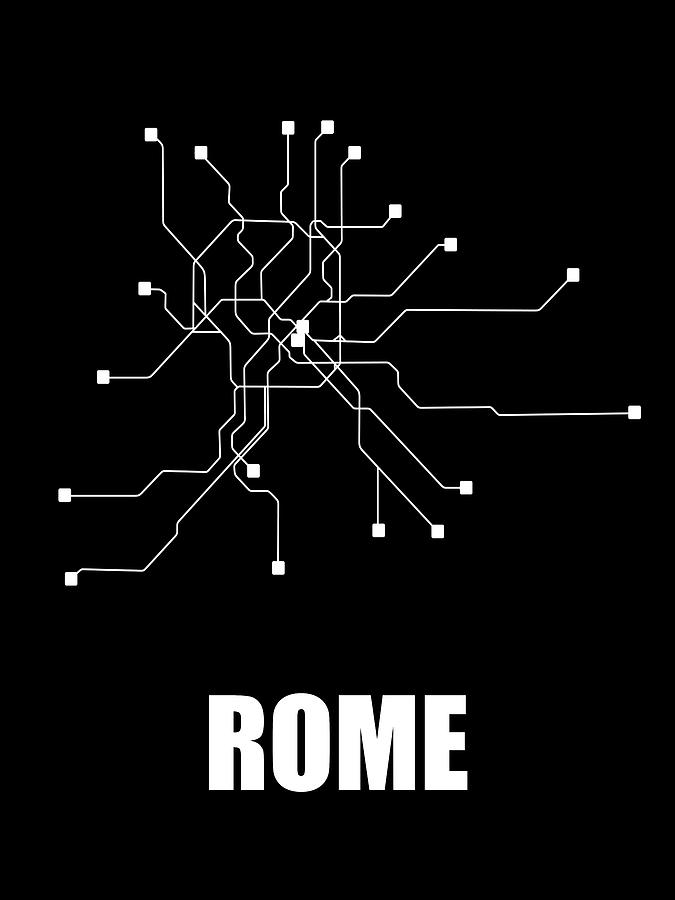 Rome Digital Art - Rome Black Subway Map by Naxart Studio Rome Digital Art - Rome Black Subway Map by Naxart Studio