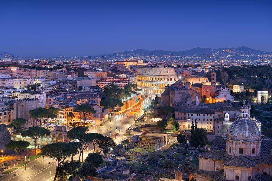 Architecture Photograph - Rome, Italy Overlooking The Roman Forum #1 by Sean Pavone