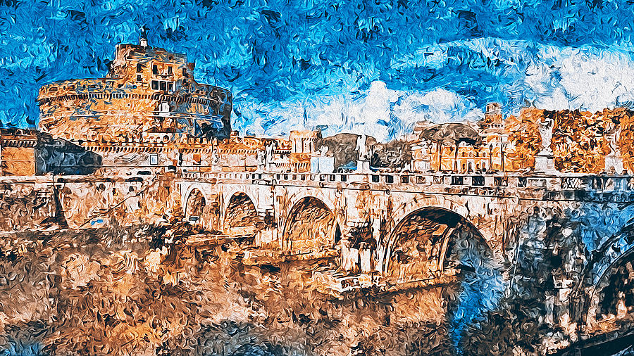 Rome, Mausoleum of Hadrian - 01 #1 Painting by AM FineArtPrints