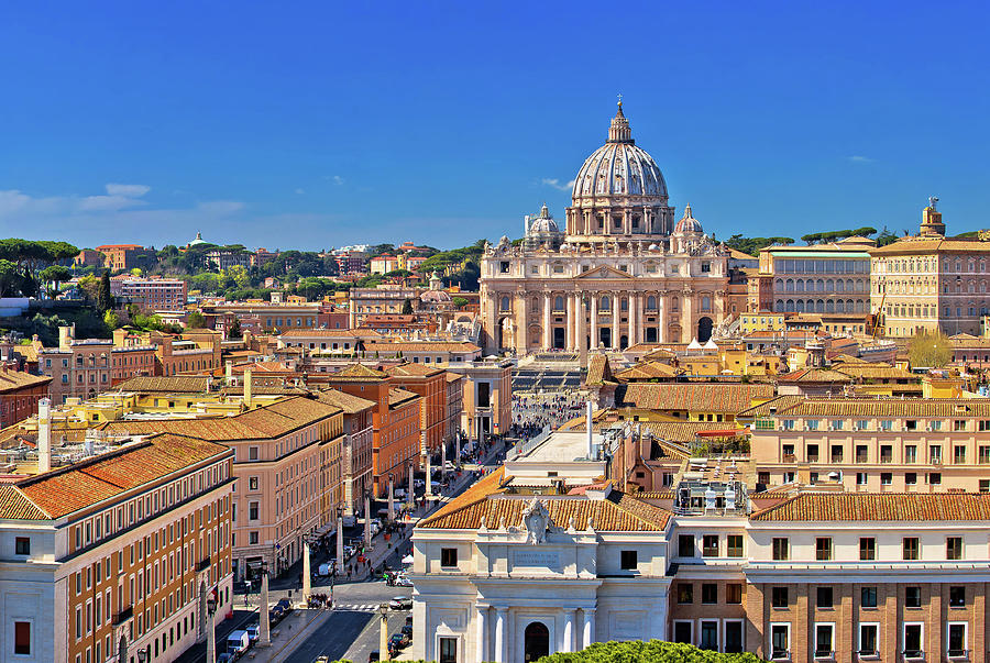 Rome Rooftops And Vatican City Landmarks Panoramic View Photograph