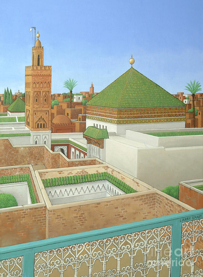 Rooftops in Marrakesh Painting by Larry Smart
