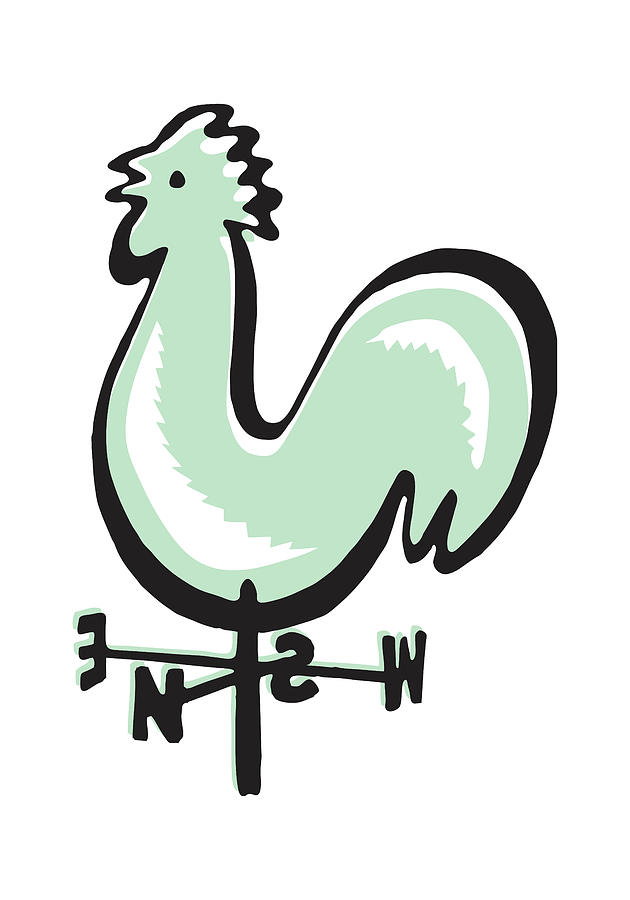 Chicken Drawing - Rooster Weathervane #1 by CSA Images