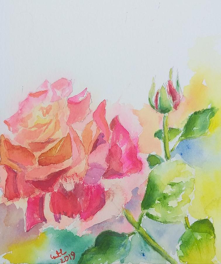 Rose watercolor SOLD Painting by Geeta Yerra