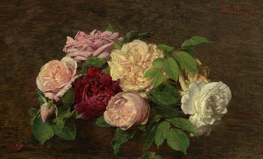 Henri Fantin-latour Painting - Roses de Nice on a Table #1 by Henri Fantin-Latour