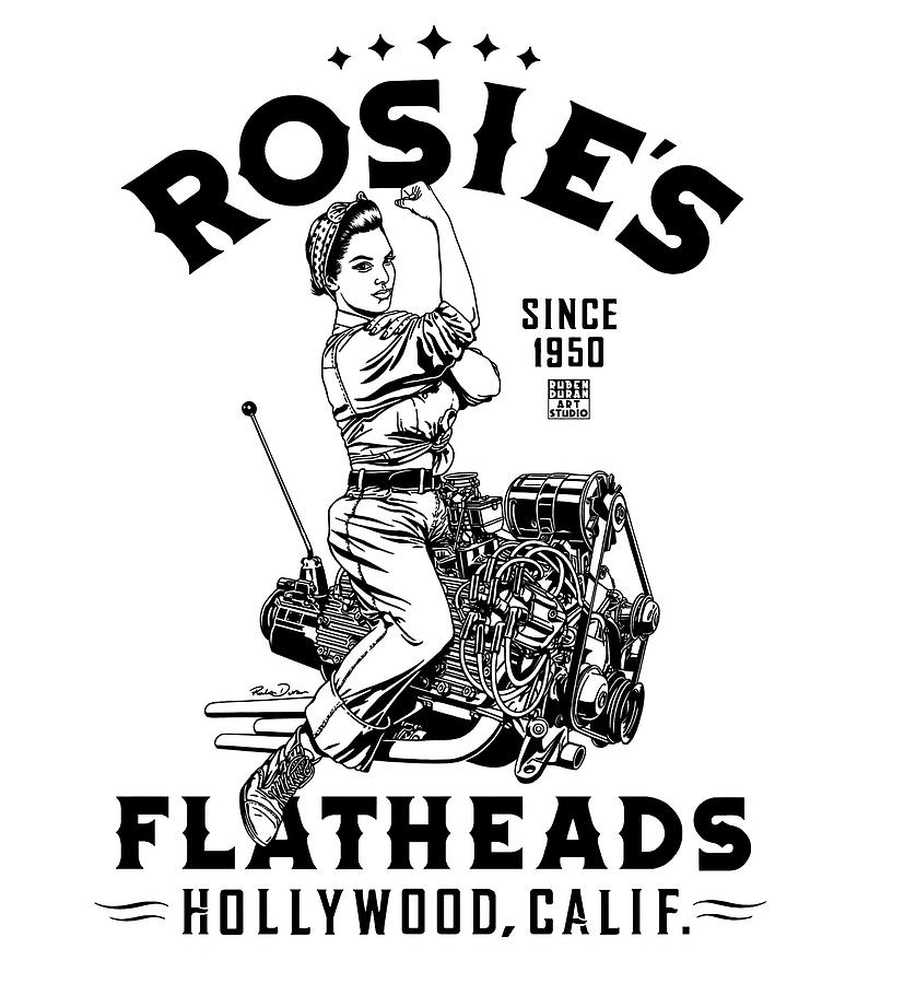 Hollywood Digital Art - Rosies Flatheads #3 by Ruben Duran