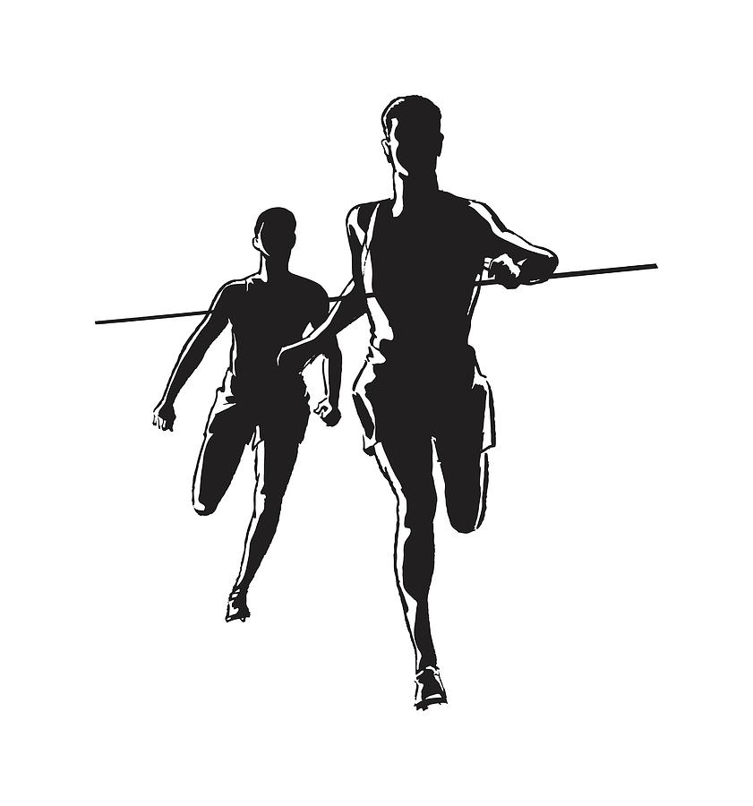 Runner Crossing the Finish Line Drawing by CSA Images - Fine Art America