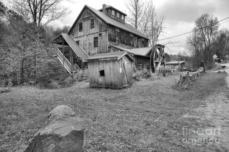 Rural  Northern Vermont Grist Mill Black And White Photograph by Adam Jewell