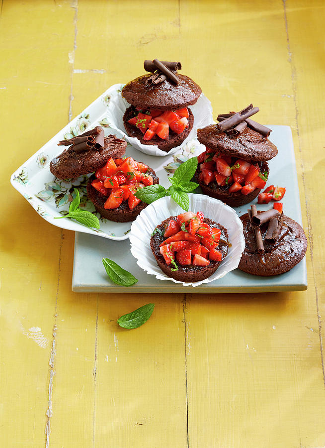 Sacher Tartlets With Strawberries #1 Photograph by Stockfood Studios /  Katrin Winner