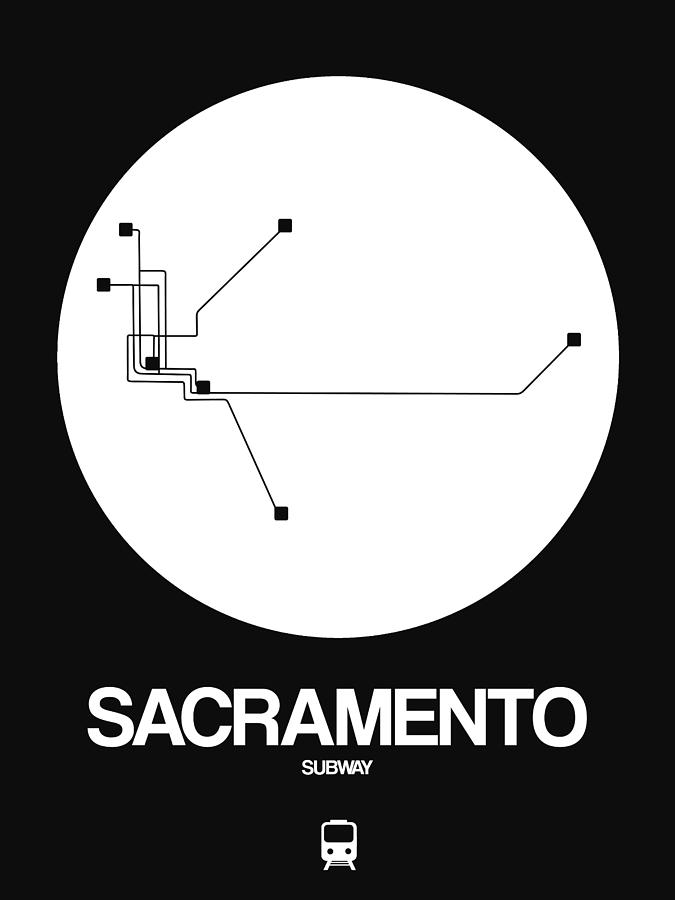 Sacramento Digital Art - Sacramento Black Subway Map #1 by Naxart Studio