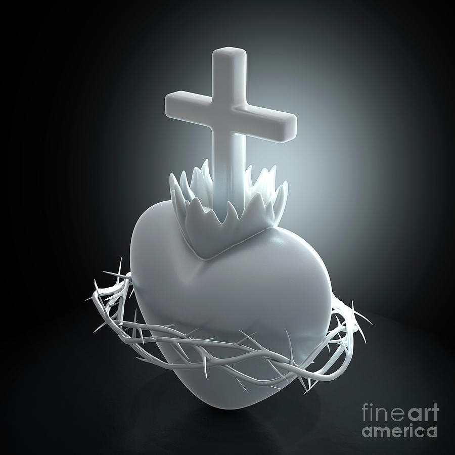 Sacred Heart Of Jesus Marble Digital Art