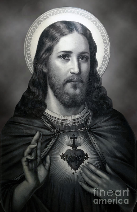 Sacred Heart of Jesus BW Photograph by Sacred Heart Holdings LLC - Fine ...