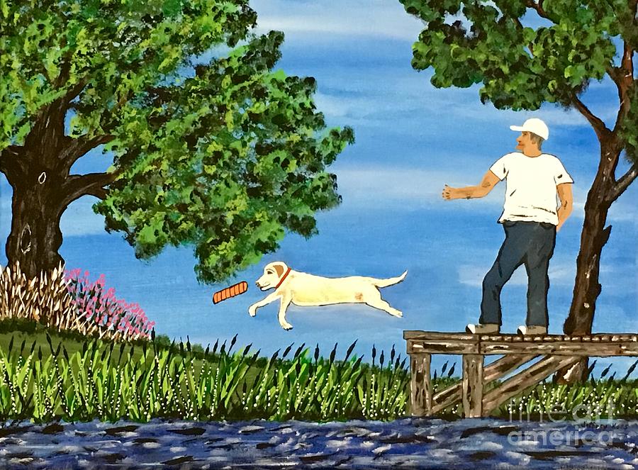 Sadie My  Dock Dog  Painting by Jeffrey Koss