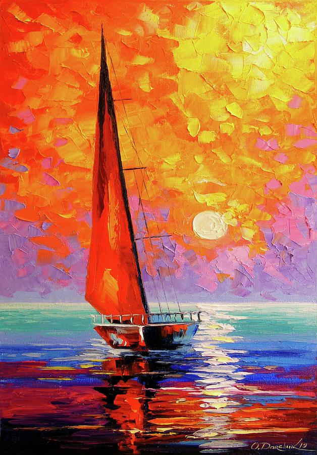 Impressionism Painting - Sailboat #1 by Olha Darchuk